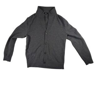 Theory Mens Charcoal Grey Shawl Collar Button Front Cardigan Sweater Large L
